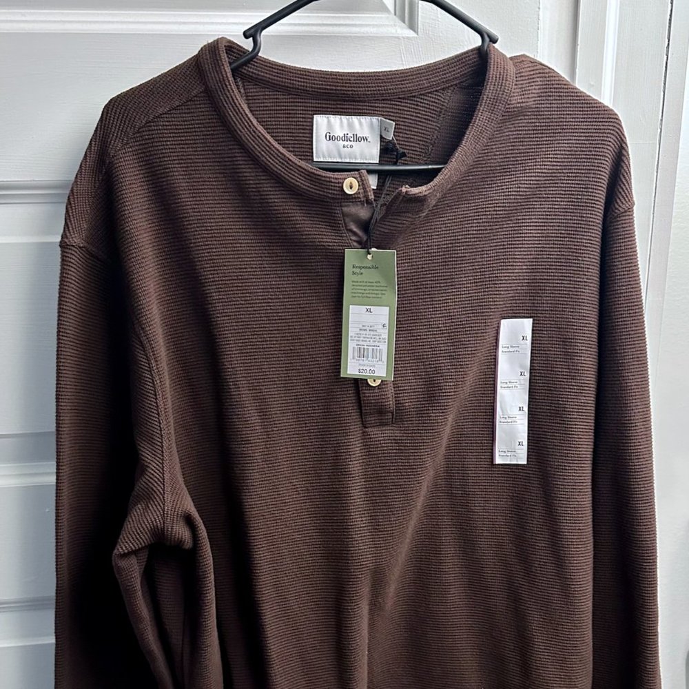 Goodfellow & Co Brown Knit Long-Sleeve, XL with Original Tags (Never Worn)